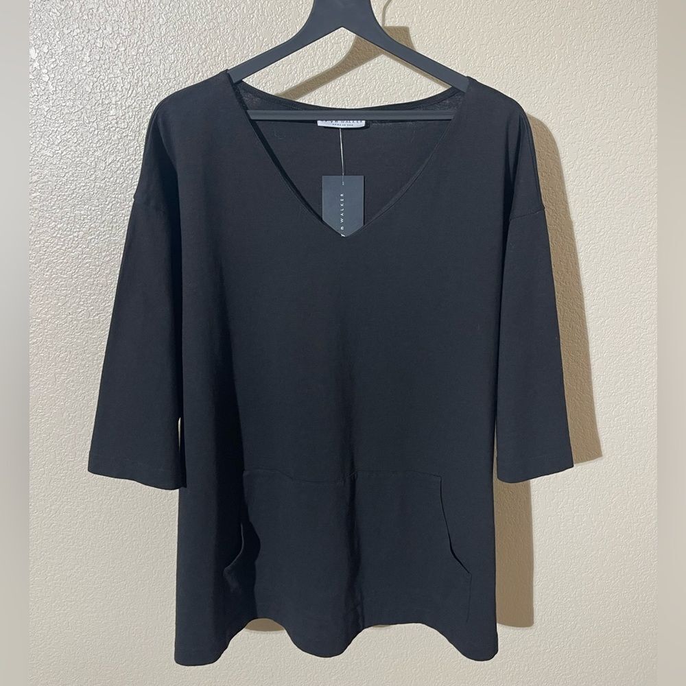 bryn Walker Black V-Neck Long Sleeve Top